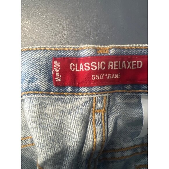 Levis 550 Relaxed Fit Tapered Leg Jeans Womens 14 Petite Light Wash - Picture 8 of 12